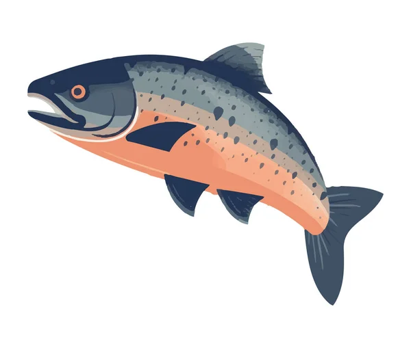 Ψάρια Πέστροφας Κολύμβησης Ένα Γκουρμέ Γεύμα Θαλασσινών Απομονωμένο — Διανυσματικό Αρχείο