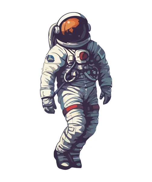 Spacewalking Astronaut White Suit Explores Galaxy Isolated — Stock Vector