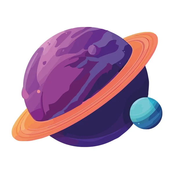Roxo Espaço Exterior Saturno Planeta Ícone Isolado —  Vetores de Stock