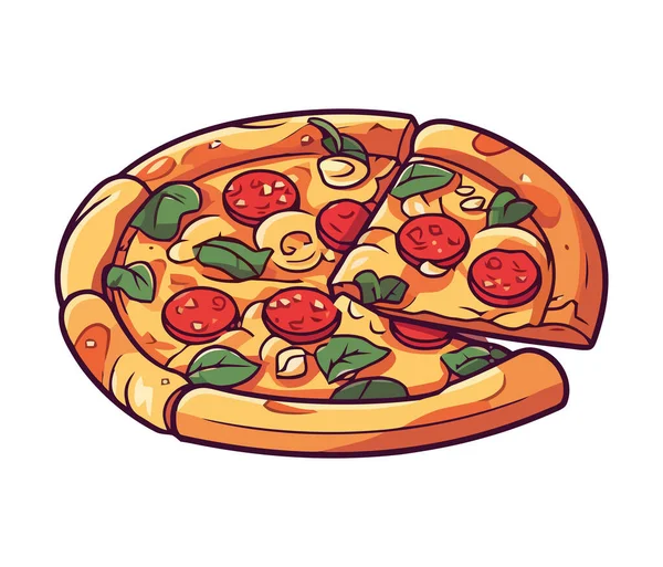 Изолированная Свежеиспеченная Пицца Моцареллой Иконой Салями — стоковый вектор