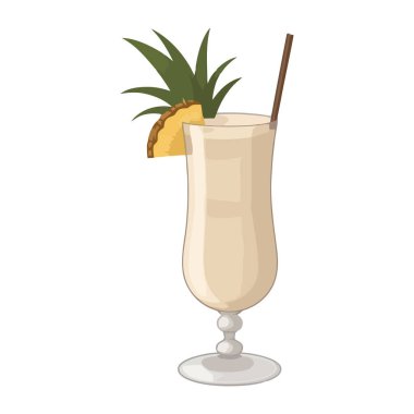 Ananas ikonlu tropik kokteyl izole edildi