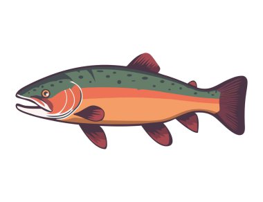 Su altında yüzen şirin balık ikonu izole edilmiş doğa ikonu