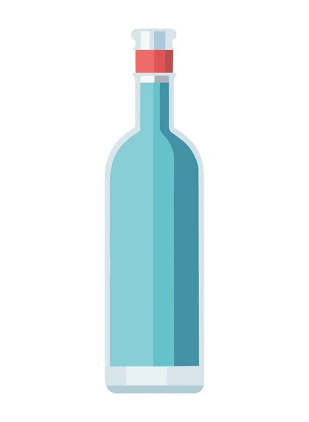 Botella Vino Transparente Con Etiqueta Blanco Aislado Icono Aislado — Vector de stock