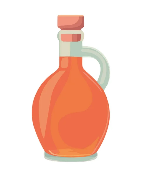 玻璃瓶中的新鲜葡萄酒与手柄图标隔离 — 图库矢量图片