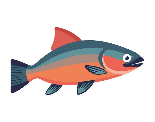 Niedlichen Fisch Meeresleben Tier Ikone Isoliert — Stockvektor