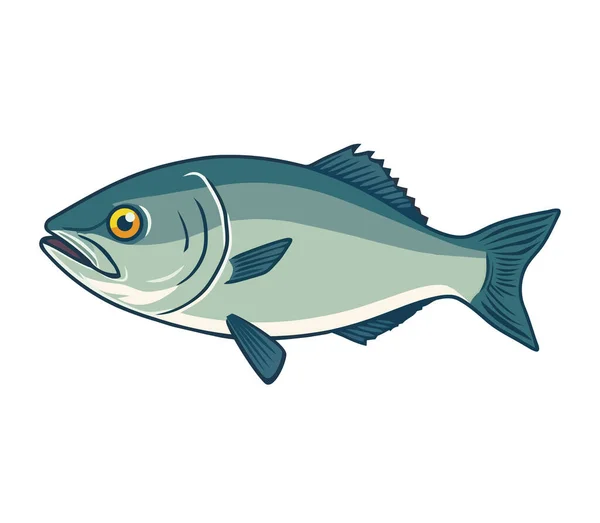 Tecknad Fisk Djur Hav Liv Vattenlevande Ikon Ikon Isolerad — Stock vektor
