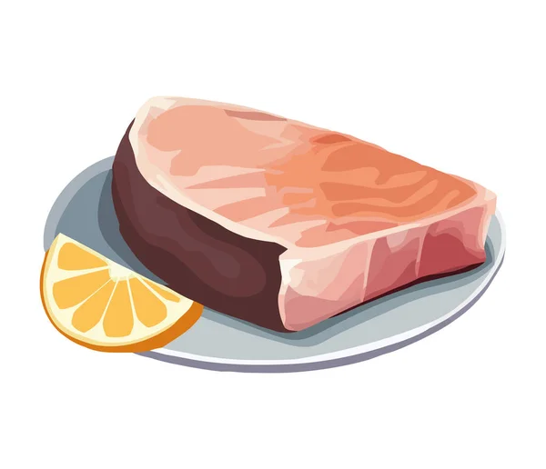 Čerstvé Grilované Mořské Plody Steak Oběd Ikona Izolované — Stockový vektor
