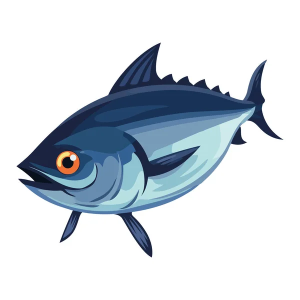 Cute Fish Swimming Nature Fresh Seafood Icon Isolated — Stock Vector