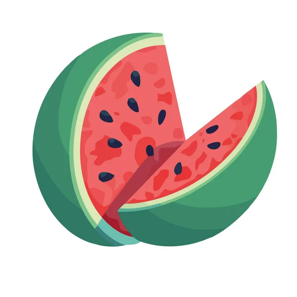 Saftige Wassermelonenscheibe Frischer Sommergenuss — Stockvektor