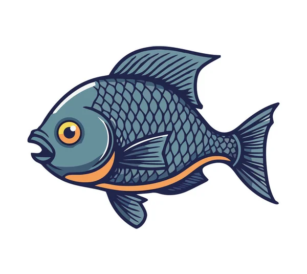 Fish Swimming White Background Icon Isolated — Stock Vector