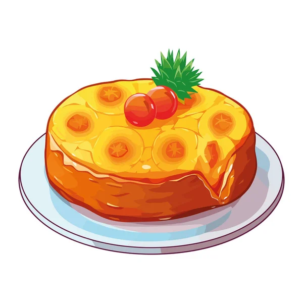 Χειροποίητη Απεικόνιση Του Εικονιδίου Gourmet Φέτα Cheesecake Απομονωμένο — Διανυσματικό Αρχείο