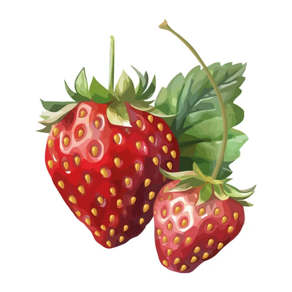 Fresh Ripe Strawberry Healthy Summer Snack Icon Isolated — Stock Vector