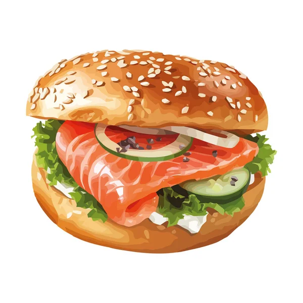 Sandwich Gourmet Fresco Con Icono Carne Aislado — Archivo Imágenes Vectoriales