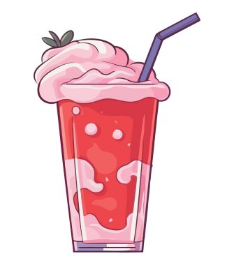 Meyve ve saman ikonu izole edilmiş taze kokteyl