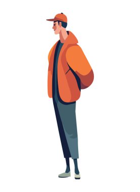 Sıradan kıyafet ikonu içinde başarılı bir adam izole edilmiş.