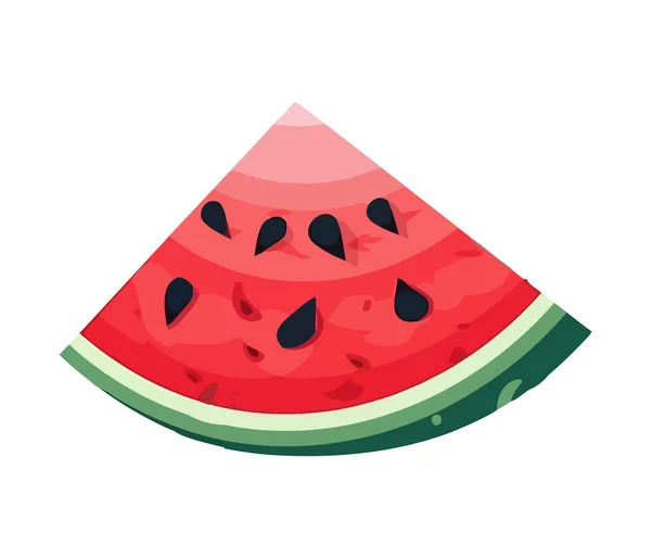 Färsk Vattenmelon Skiva Saftig Och Hälsosam Sommar Snack Ikon Isolerad — Stock vektor