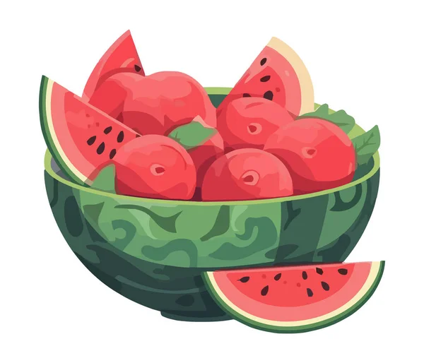 Wassermelone Natur Süß Und Saftig Bio Dessert Symbol Isoliert — Stockvektor