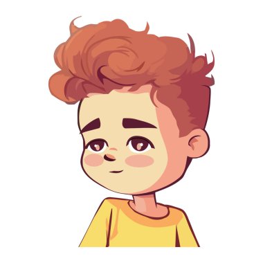 Neşeli bir gülümseme ikonu olan sevimli çizgi film çocuğu.