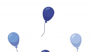 parti balonları helyum yüzen animasyon 4k video animasyonu