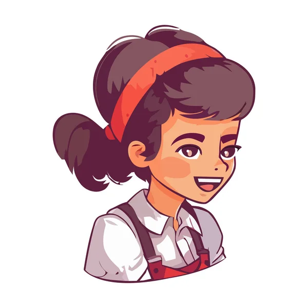 Uma Menina Sorridente Bonito Ícone Ilustração Desenhos Animados Isolado —  Vetores de Stock