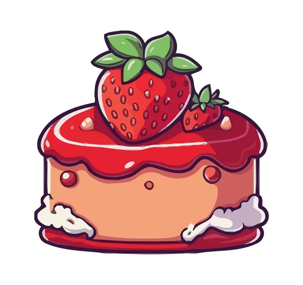 Erdbeer Dessert Gourmet Essen Süße Sahne Ikone — Stockvektor
