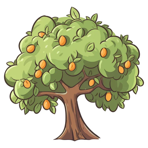 Gałąź Drzew Świeżymi Owocami Ikoną Odizolowanych Liści — Wektor stockowy