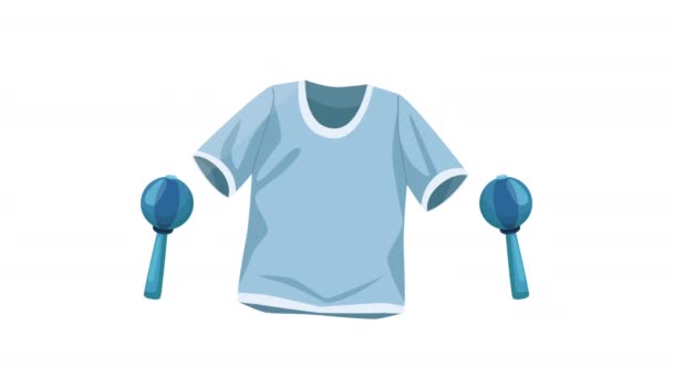 蓝色婴儿衬衫和铃铛动画4K视频动画 — 图库视频影像