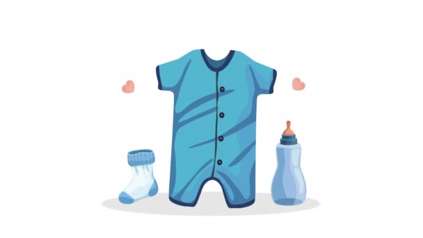婴儿套装和奶瓶动画4K视频动画动画 — 图库视频影像