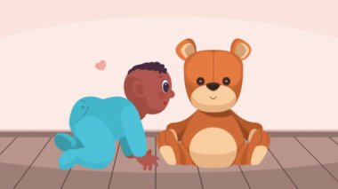 Afro yeni doğan sürünen karakter animasyonu 4k video animasyonu