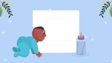 Afro yeni doğan sürünen karakter animasyonu 4k video animasyonu