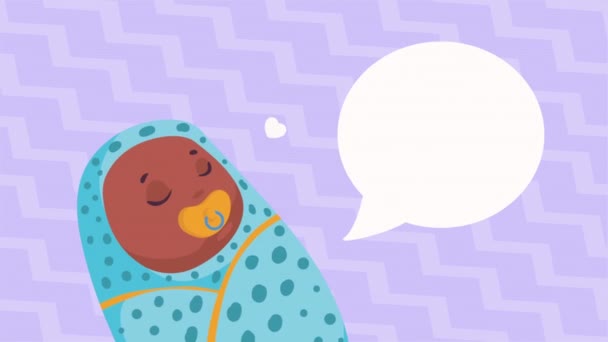 Afro Recién Nacido Dormir Carácter Animación Video Animado — Vídeos de Stock