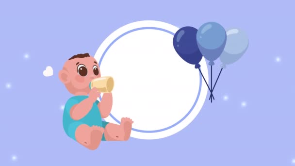 Милый Новорожденный Питьевой Молока Анимации Видео Анимированы — стоковое видео