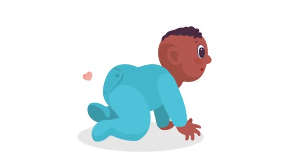 Afro New Born Crawling Character Animation Video Animated — Stock Video
