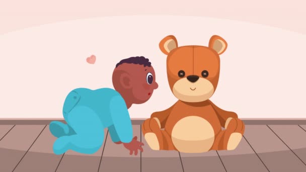 Afro New Born Crawling Character Animation Video Animated — Stock video