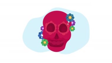 Meksika kültür kafatası kutlaması animasyon 4k video animasyonu