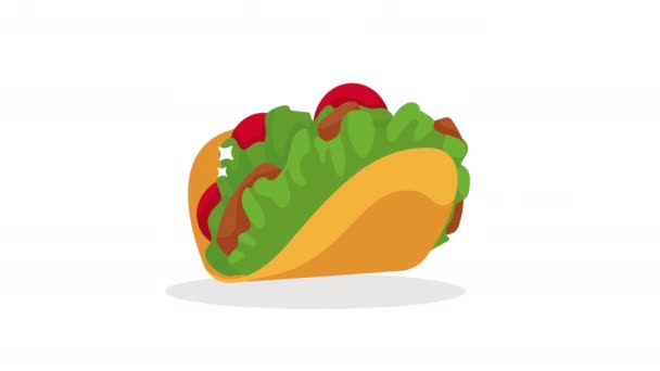 Mexicană Cultură Delicios Taco Animație Video Animat — Videoclip de stoc