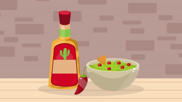 Mexicaanse Cultuur Tequila Drank Animatie Video Geanimeerd — Stockvideo