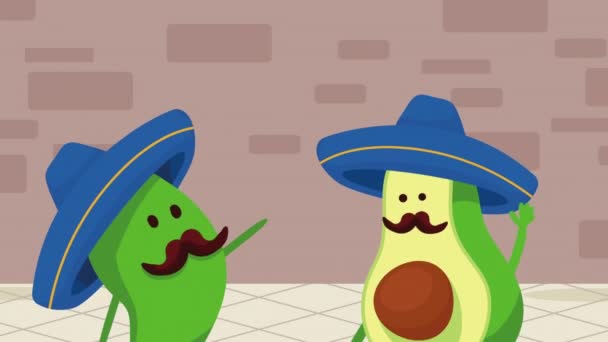 Mexican Culture Cactu Comic Character Animation Video Animated — Stock Video