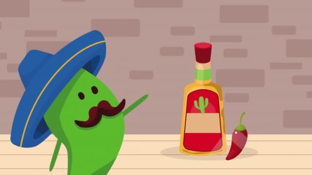Mexická Kultura Kaktus Komické Postavy Animace Video Animované — Stock video