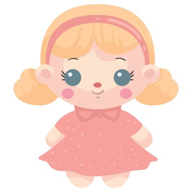 İzole edilmiş küçük bir oyuncak bebek ikonunun şirin vektör çizimi