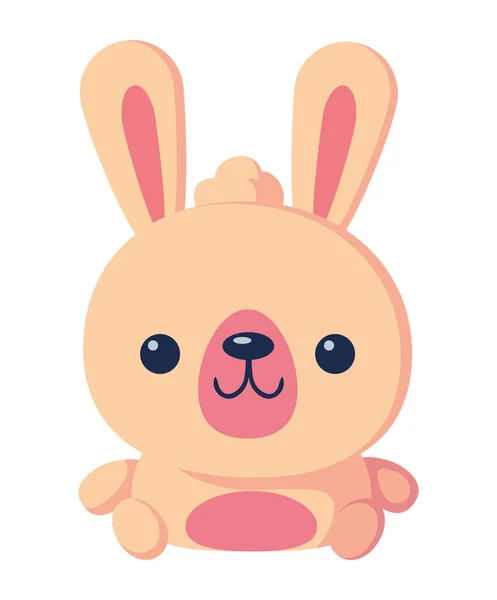 Niedliche Karikatur Kaninchen Klein Und Flauschig Sitzendes Spielzeug Symbol Isoliert — Stockvektor
