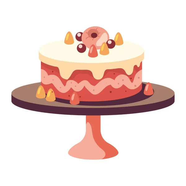 Изысканный Торт Десерт Икона Сладкой Пищи Изолированы — стоковый вектор