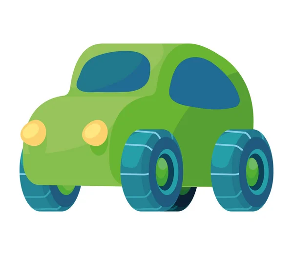 Grön Leksaksbil Vit Bakgrund Ikon Isolerad — Stock vektor