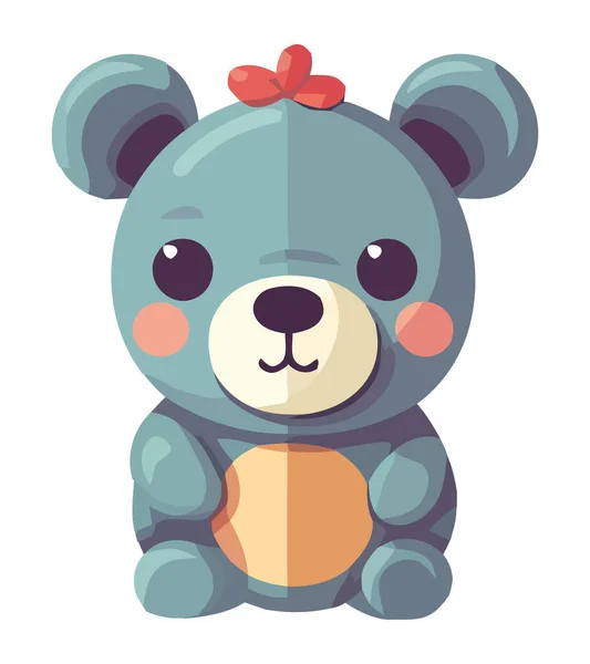 Bonito Brinquedo Urso Desenho Animado Sentado Ícone Fundo Branco Isolado — Vetor de Stock