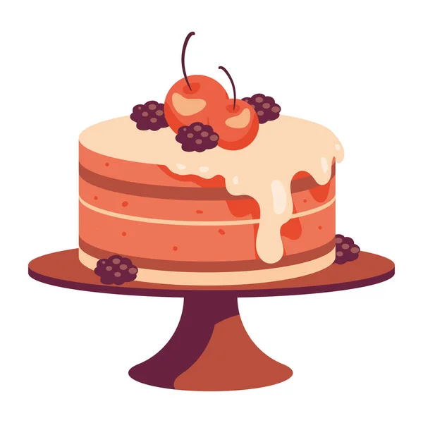 Gourmet Dessert Cream Fruit Sweet Strawberry Icon Isolated — Stock Vector