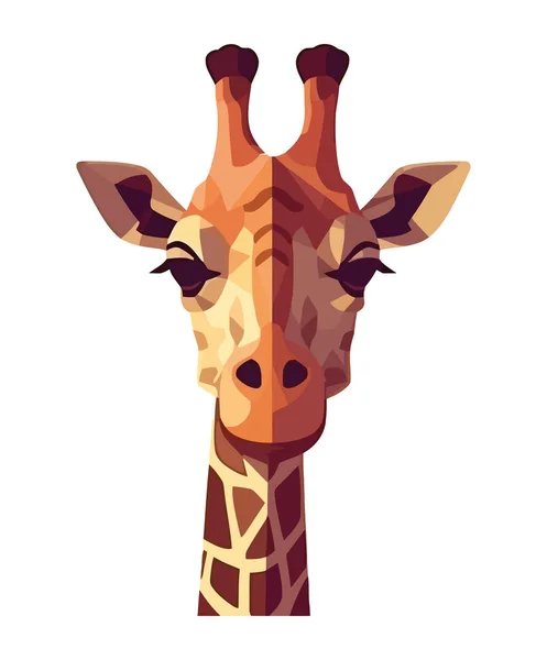 Jirafa África Cara Lindo Animal Safari Icono Dibujos Animados Aislado — Vector de stock