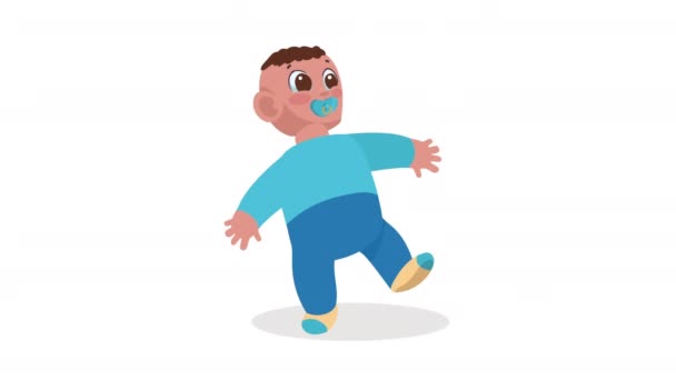 Pequeño Bebé Chupando Chupete Carácter Animación Video Animado — Vídeos de Stock