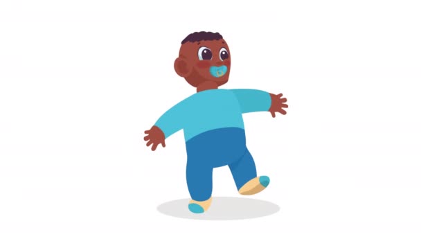 Afro Bebê Chupando Chupeta Personagem Animação Vídeo Animado — Vídeo de Stock