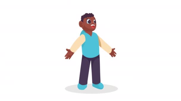 Afro Genç Adam Ayakta Karakter Animasyonu Video Animasyonu — Stok video