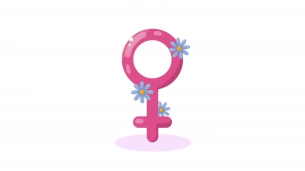 Rózsaszín Női Nem Virágokkal Animáció Videó Animált — Stock videók